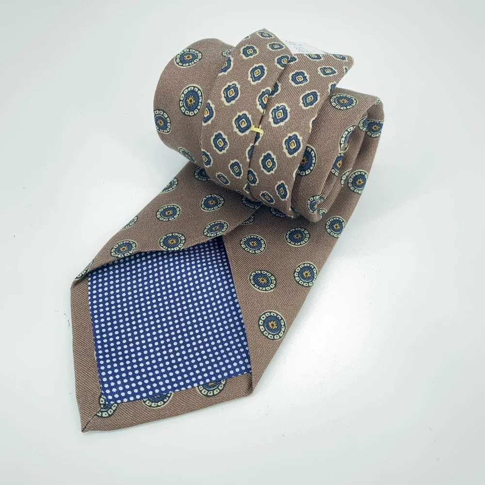 Eton Tie Mens One Size Multi Patterned Silk Luxury Classic Necktie Italy Made